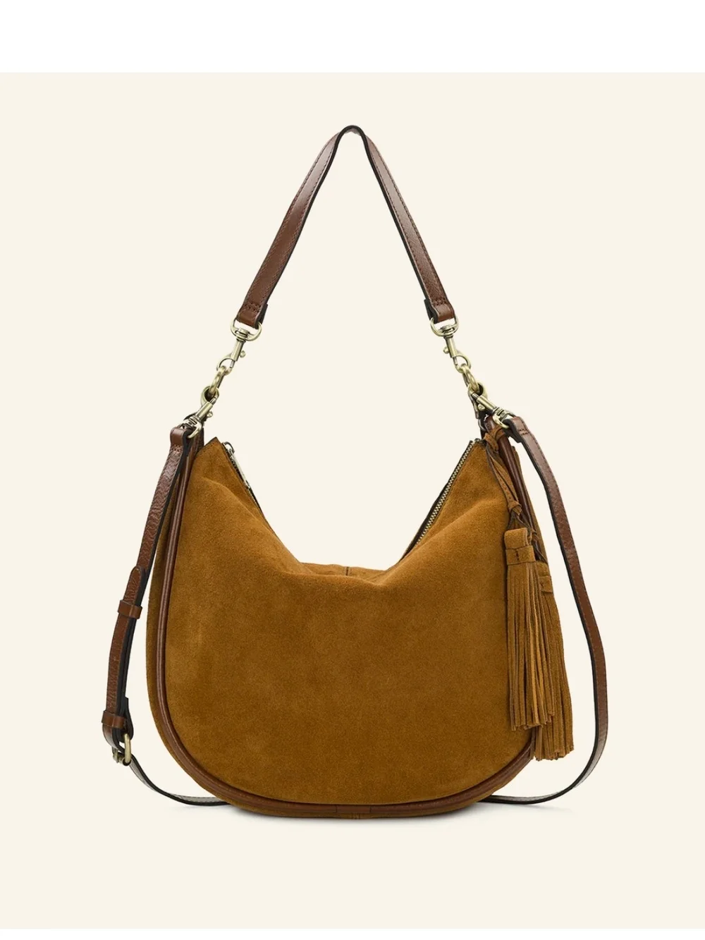 Beautiful Patricia Nash Suede Tassel Hobo Bag in Cognac Brown NWT